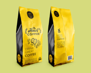 A black & yellow product packaging