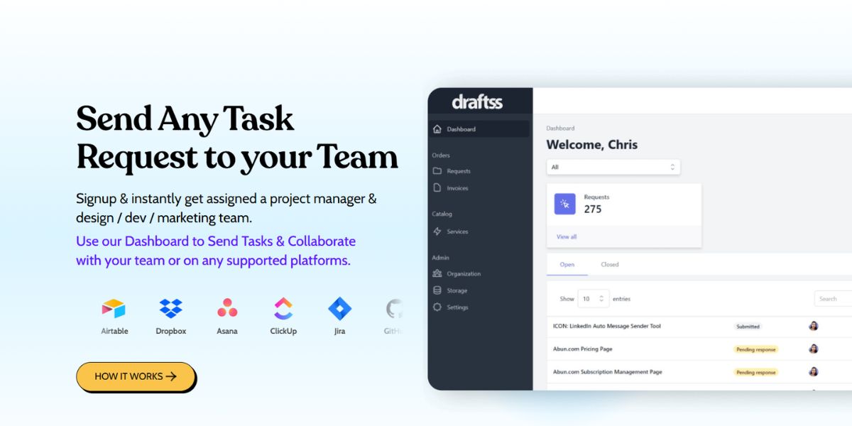 Draftss request management dashboard 