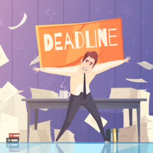 Illustration of a person holding a deadline board of effective time management plans
