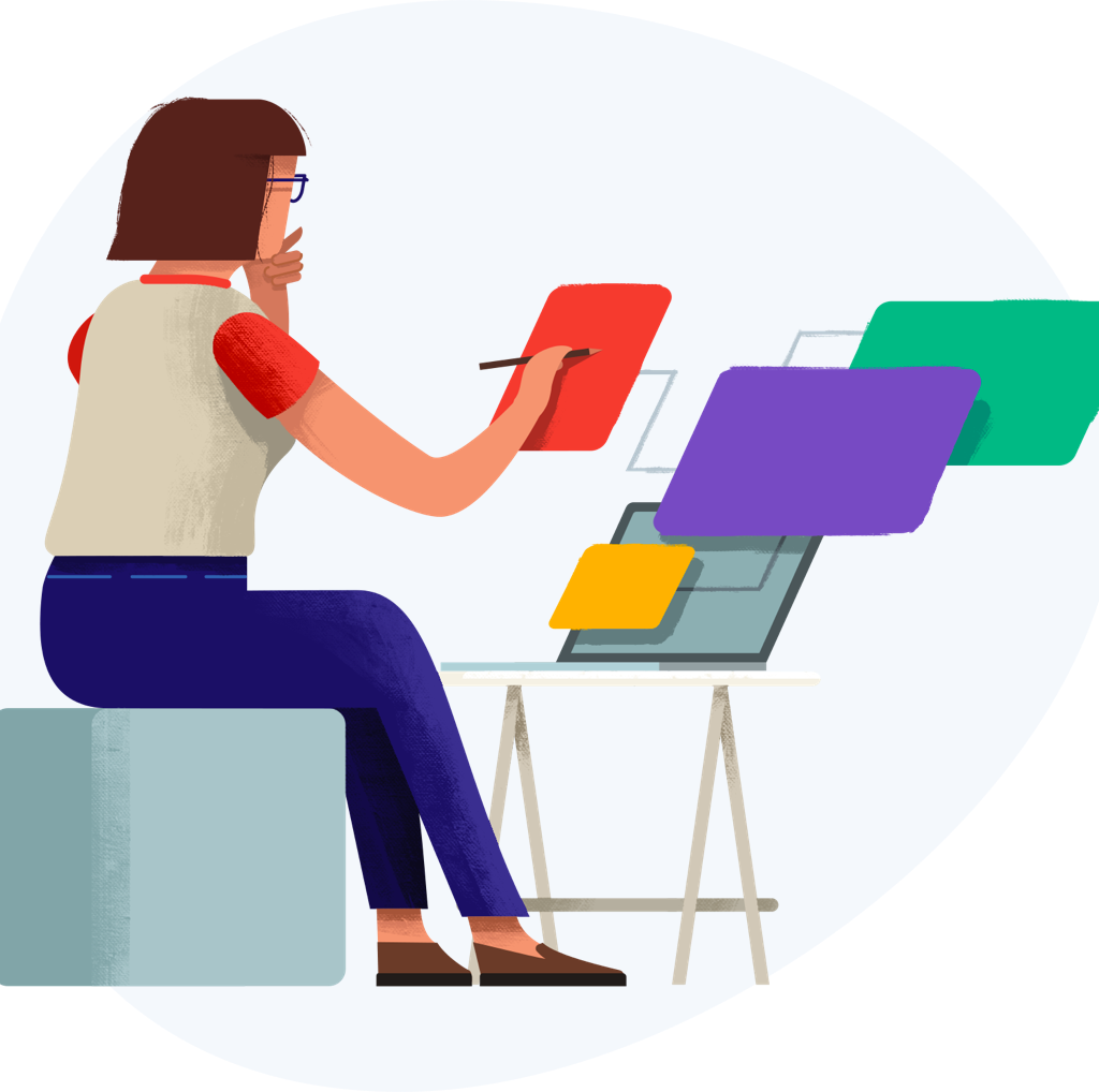 A graphic designer working on creating a design for target audiences.