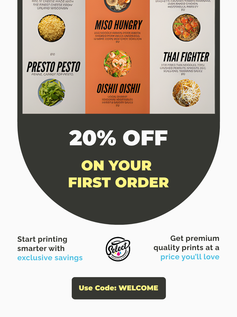Promotional banner offering a first-order discount on printing services, created by Draftss