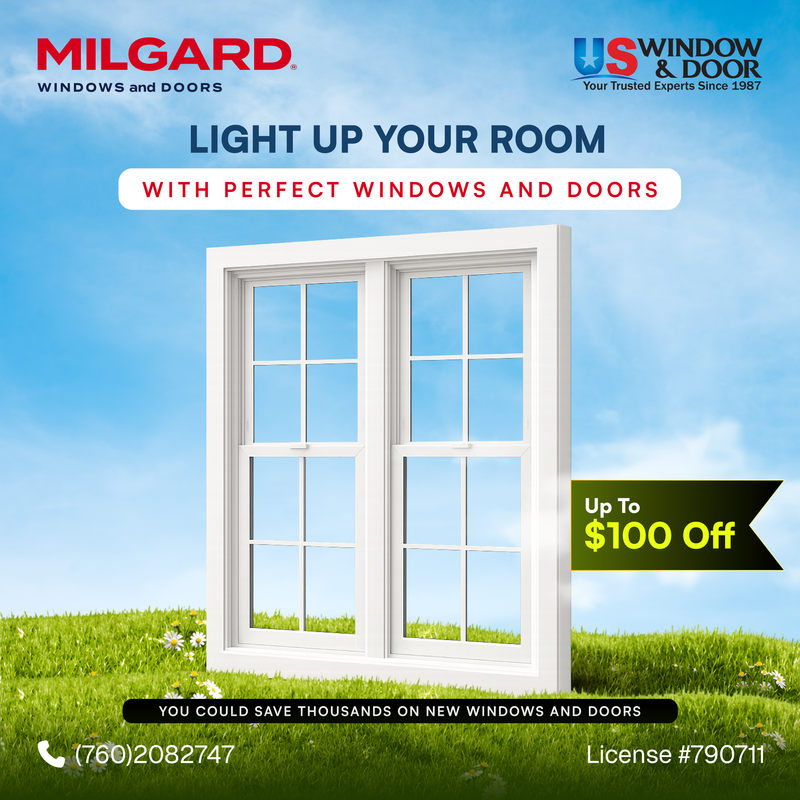 Social media ad for Milgard Windows and Doors room lighting promotion