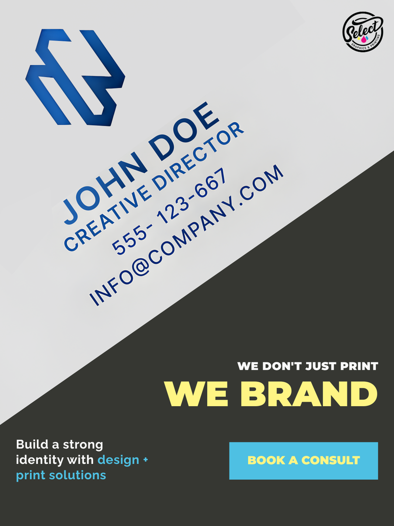 Promotional graphic for business card printing and branding services, created by Draftss
