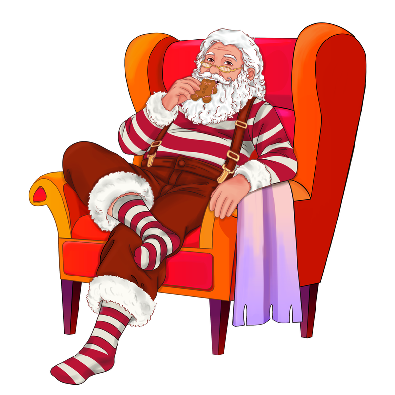 Custom Santa Claus illustration for holiday themed content created by Draftss