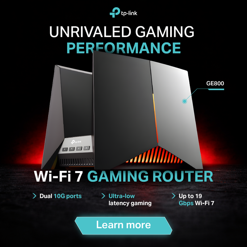 Social media ad for TP-Link Archer GE800 Wi-Fi 7 gaming router created by Draftss