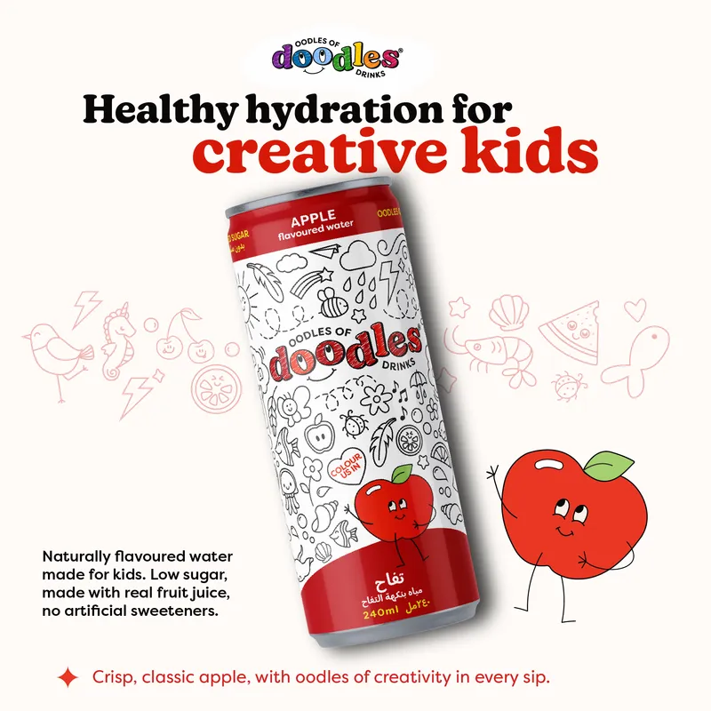 Promotional graphic for Doodles Drinks healthy hydration campaign, created by Draftss