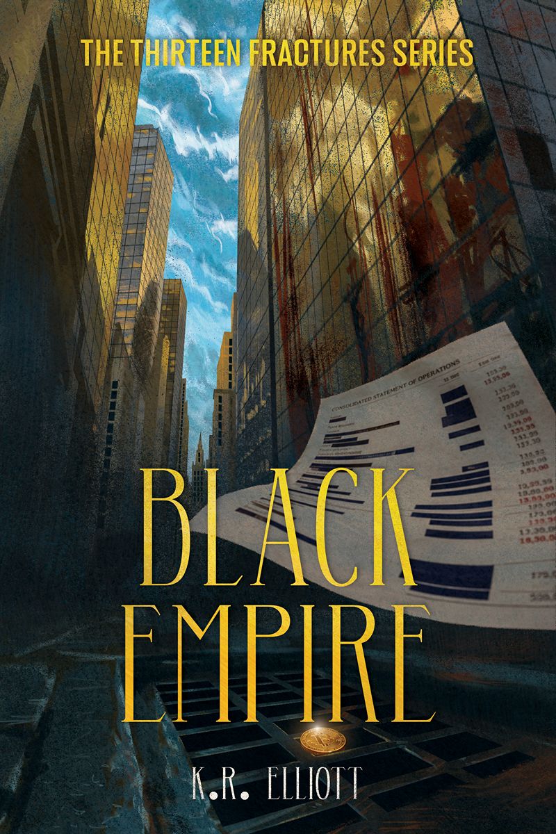 Dark book cover illustration for Black Empire from The Thirteen Fractures Series.