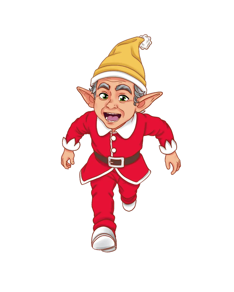 Christmas elf mascot illustration for holiday branding, created by Draftss
