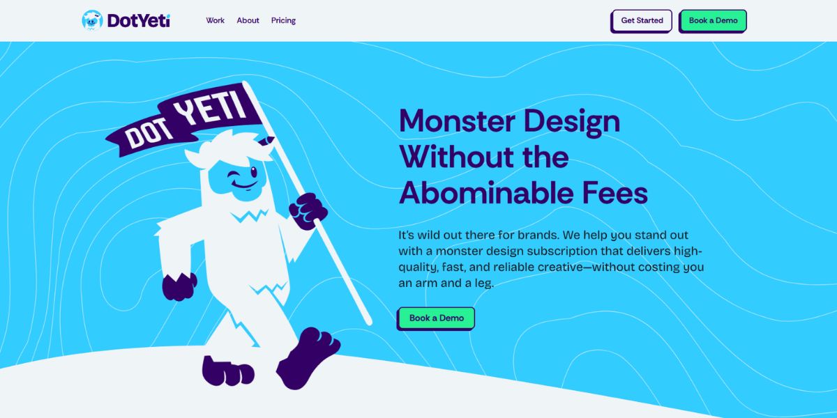DotYeti homepage showcasing graphic design and creative services