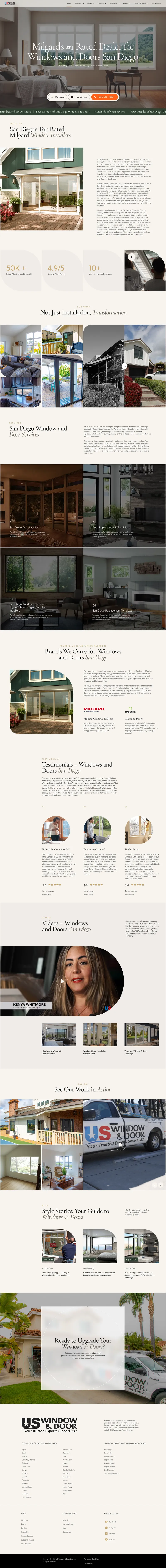 Professional website UI for a window and door installation company featuring services, projects, testimonials, and contact sections, created by Draftss