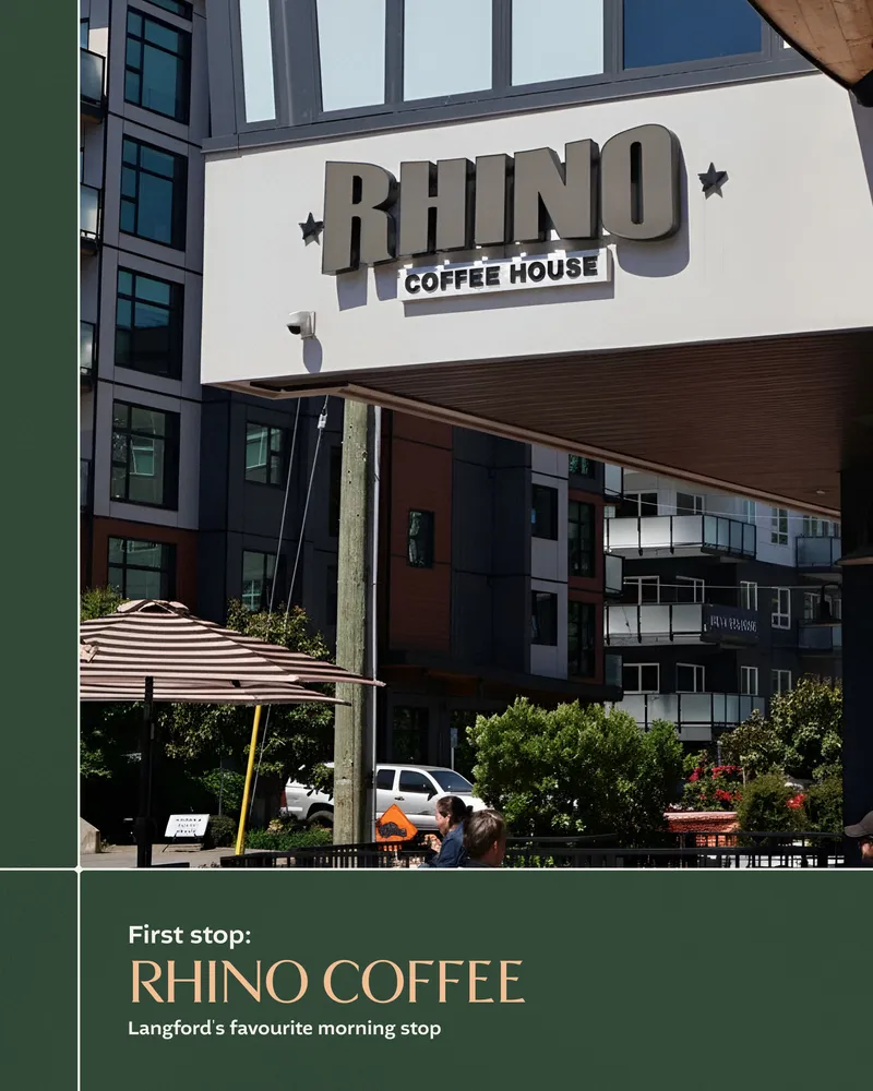 Exterior view of Rhino Coffee House in Langford, created by Draftss