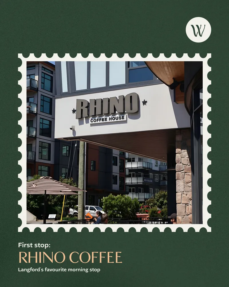 Rhino Coffee House featured as Langford's favorite coffee stop, created by Draftss