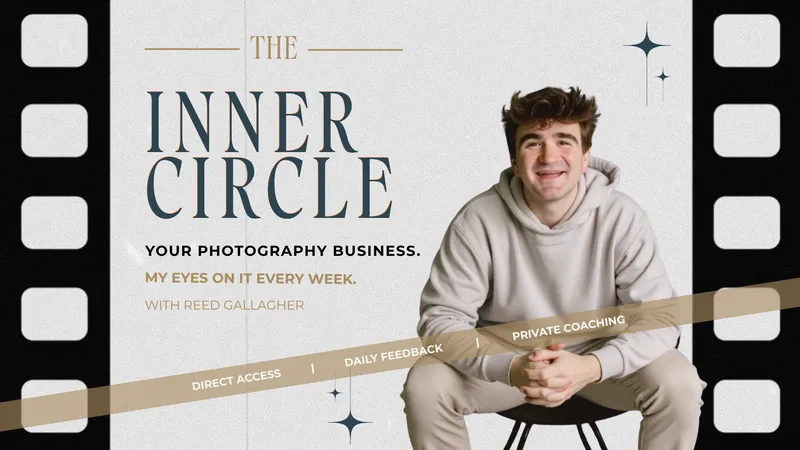 Photography business coaching promotional banner featuring The Inner Circle program, created by Draftss