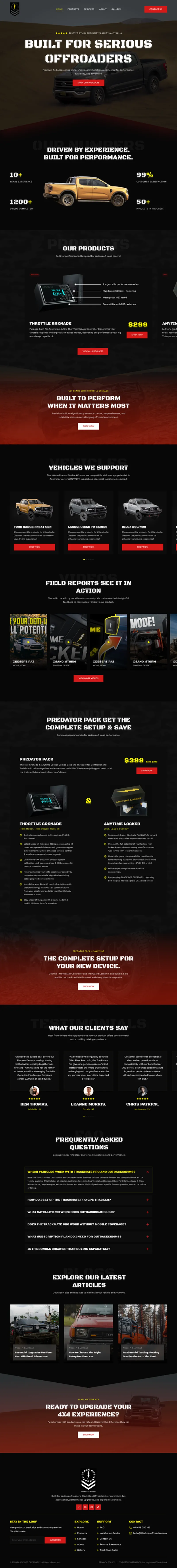 Landing page design for BlackOps Official 4WD vehicle modification brand created by Draftss