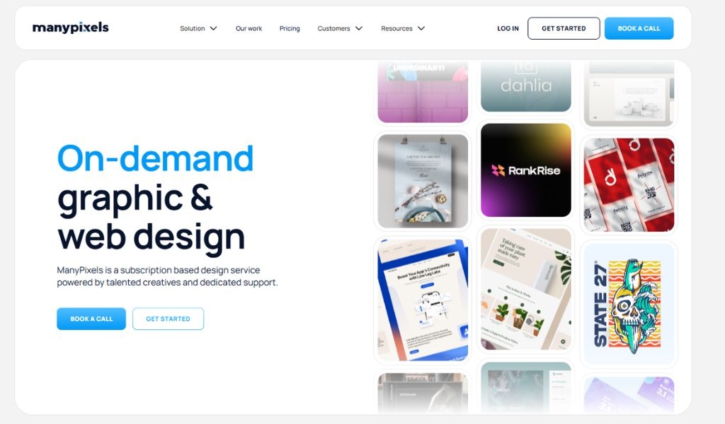 ManyPixels showcasing on-demand graphic and web design services