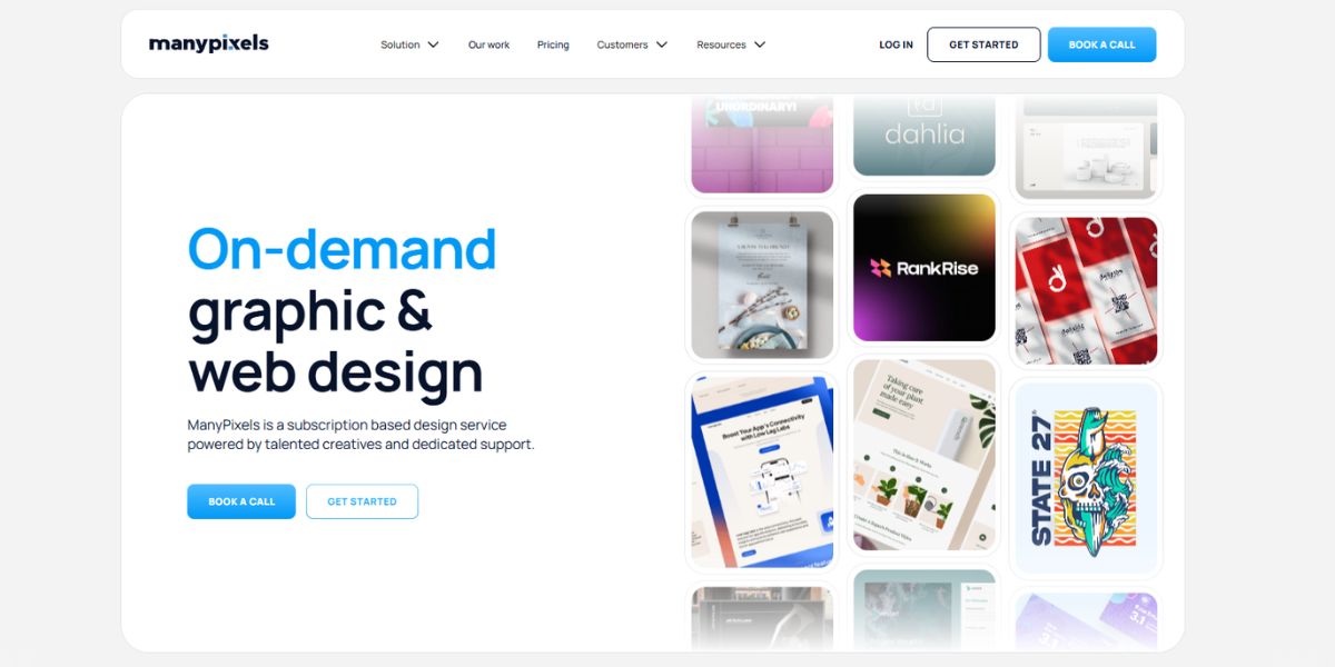ManyPixels showcasing on-demand graphic and web design services