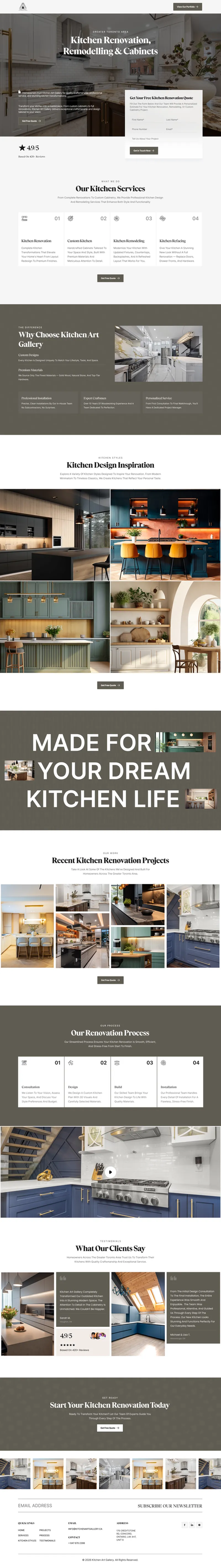 Landing page design for Horizon Reno Group featuring kitchen renovation services created by Draftss