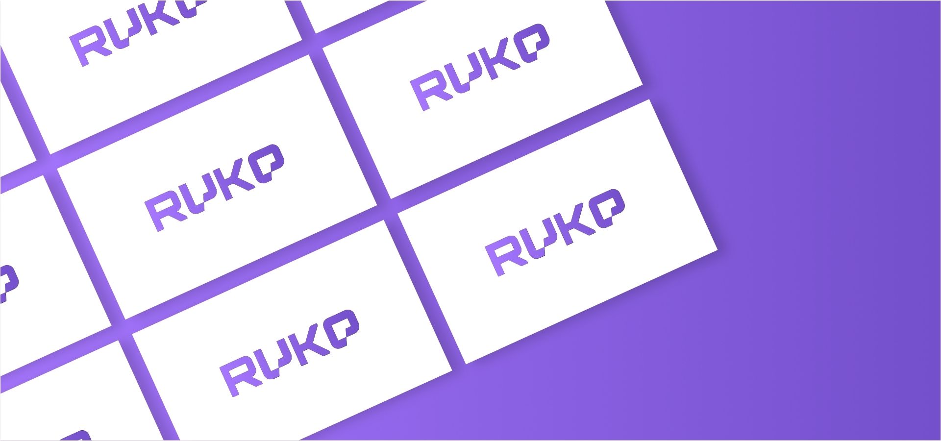 RUKO purple logo pattern on a white and purple background