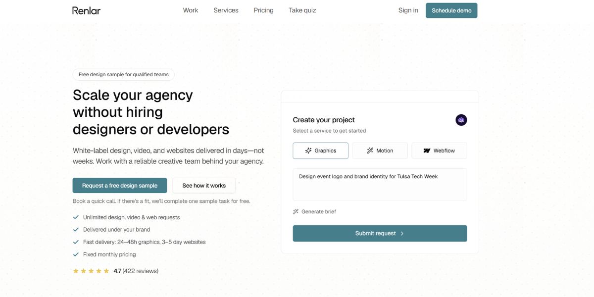 Renlar design and development subscription service