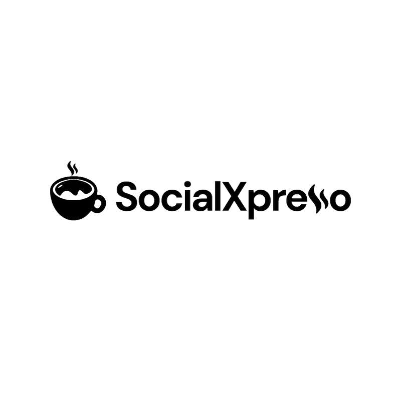 SocialXpresso coffee-inspired logo with modern typography, created by Draftss