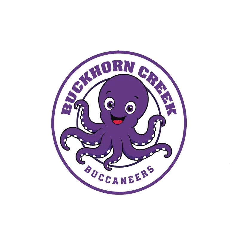 Buckhorn Creek Buccaneers school logo with friendly octopus mascot, created by Draftss
