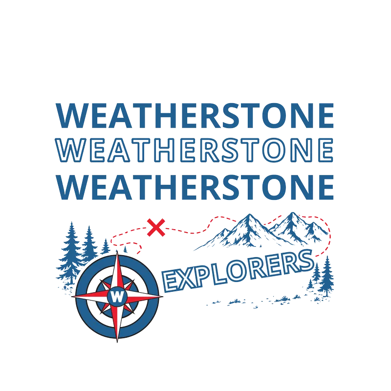 Weatherstone Explorers logo with mountain and compass graphics, created by Draftss