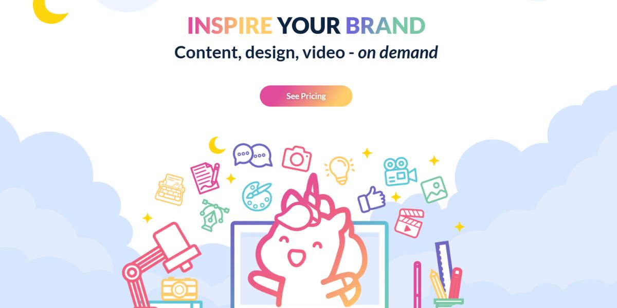 UnicornGO homepage showcasing creative subscription services