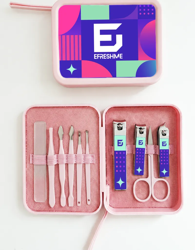 Efreshme grooming kit product packaging and branding mockup, created by Draftss