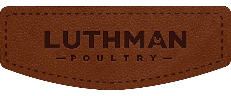 Luthman Poultry brown leather logo patch.