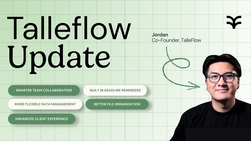 Talleflow update thumbnail highlighting new collaboration and workflow features.