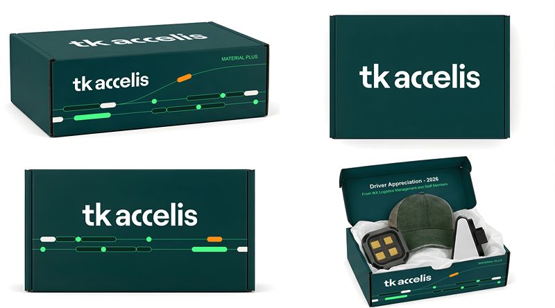 TK Accelis branded driver appreciation gift box.